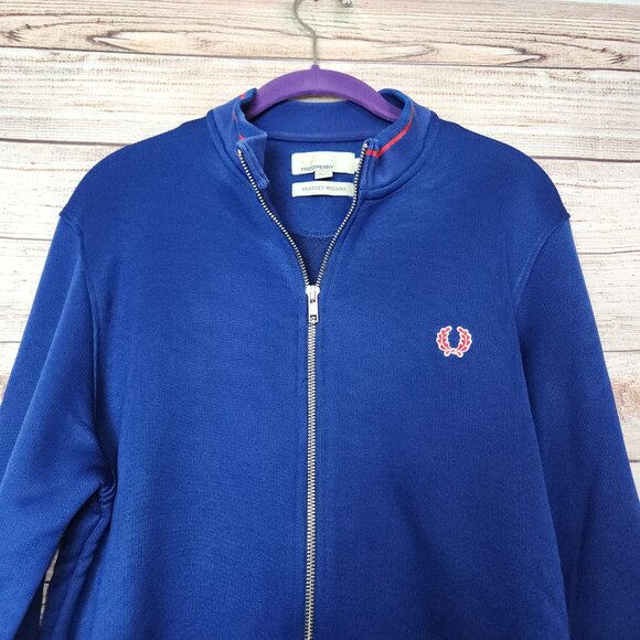 Fred Perry Bradley Wiggins Track Jacket Men's Size M Blue Red Stripe Full Zip - Picture 2 of 16